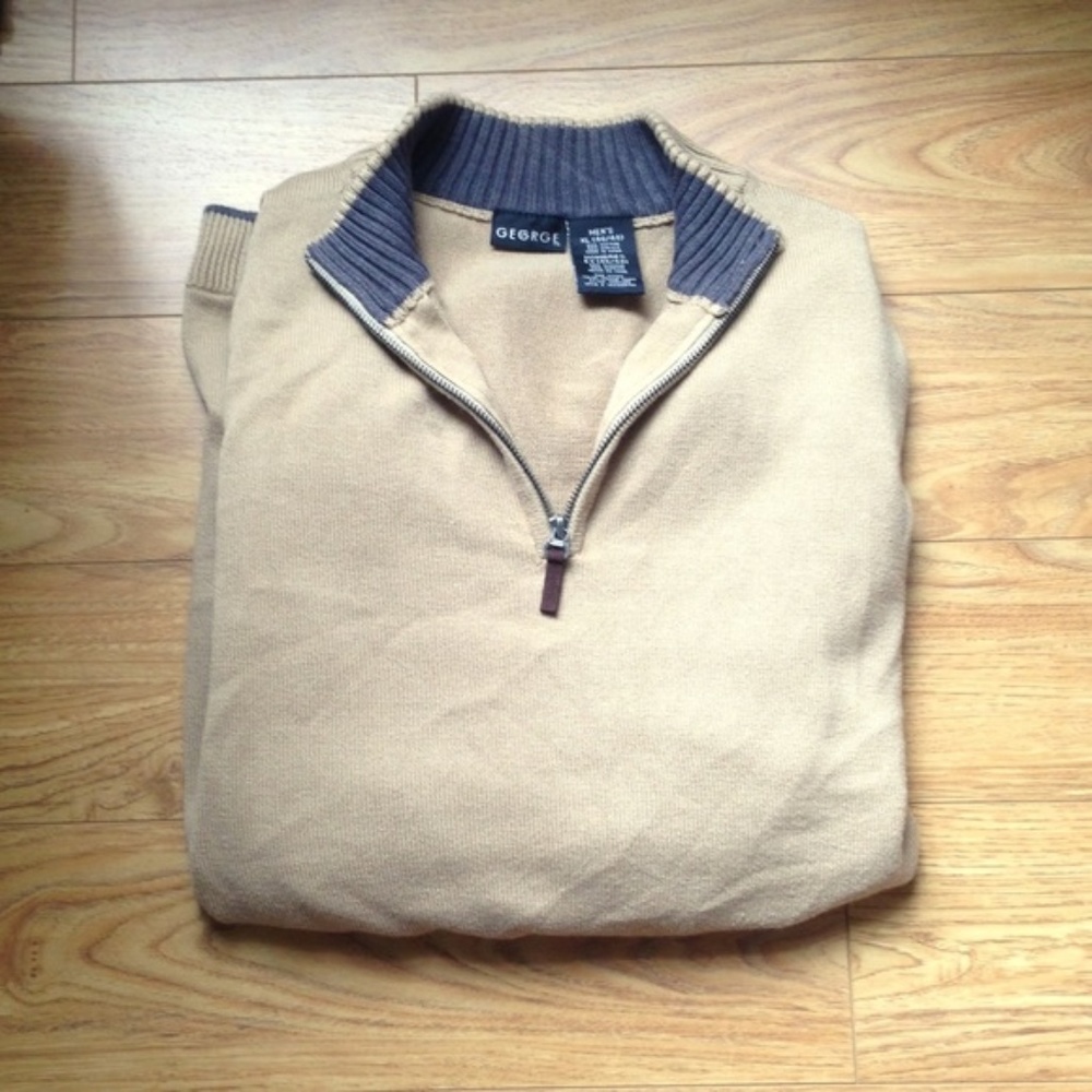 NWOT George Half Zip Cozy Tan Collared Sweater